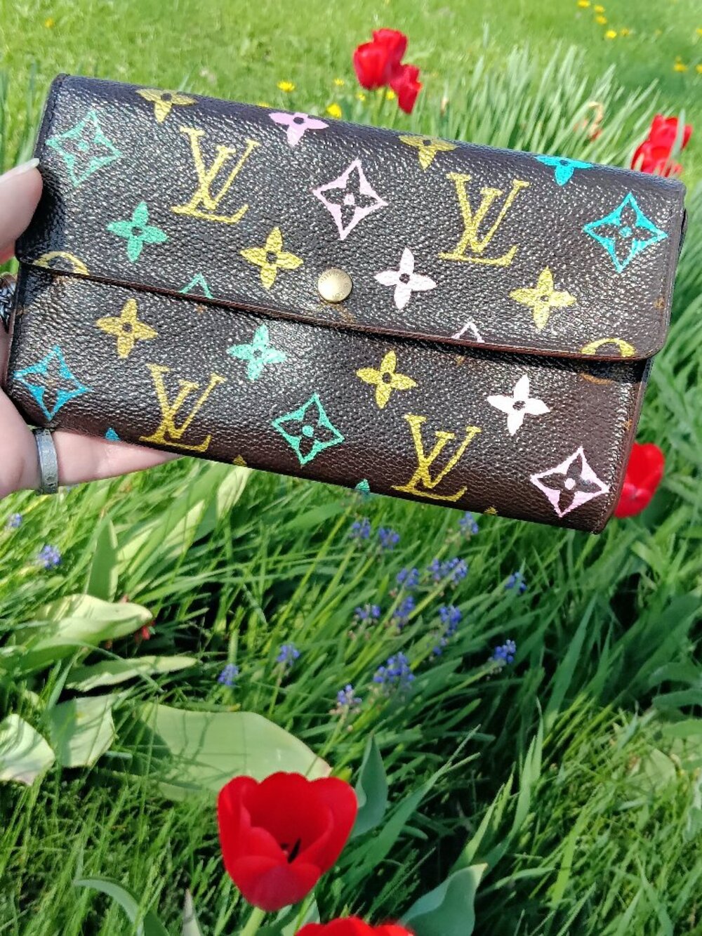 ✨ CUSTOM One of a Kind Hand-Painted Authentic Louis Vuitton Monogram Wallet ✨